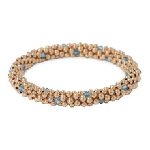 Load image into Gallery viewer, 14 KT gold filled beads bracelet featuring Aqua Marine Swarovski crystals  in a dot design
