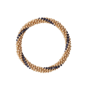 14 Kt Gold filled beaded bracelet with Indigo Blue Line Design Bracelet
