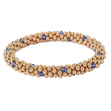 Load image into Gallery viewer, 14 Kt gold filled beaded bracelet with Sapphire Swarovski crystals in a dot design
