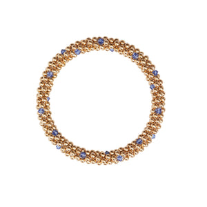 14 Kt gold filled beaded bracelet with Sapphhire Swarovski crystals in a dot design