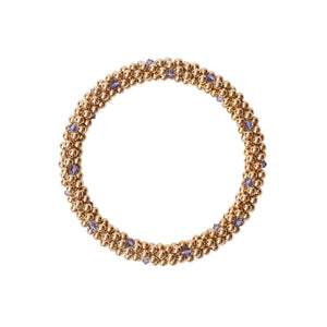 14 Kt gold filled beaded bracelet with Tanzanite Swarovski crystals in a dot design