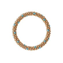 Load image into Gallery viewer, 14 Kt gold filled beaded bracelet with Turquoise Swarovski crystals in a dot design
