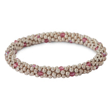 Load image into Gallery viewer, Sterling silver beaded bracelet with Rose Swarovski crystals in a dot design
