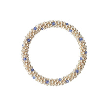 Load image into Gallery viewer, Sterling silver beaded bracelet with Sapphire Swarovski crystals in a dot design
