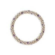 Load image into Gallery viewer, Sterling silver beaded bracelet with Tanzanite Swarovski crystals in a dot design
