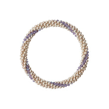 Load image into Gallery viewer, Sterling silver beaded bracelet with Tanzanite Swarovski crystals in a line design
