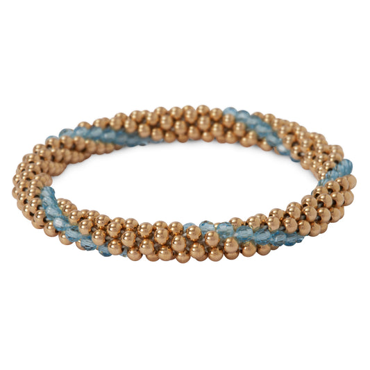14 Kt Gold filled bracelet with Aqua Marine Line Design Bracelet 