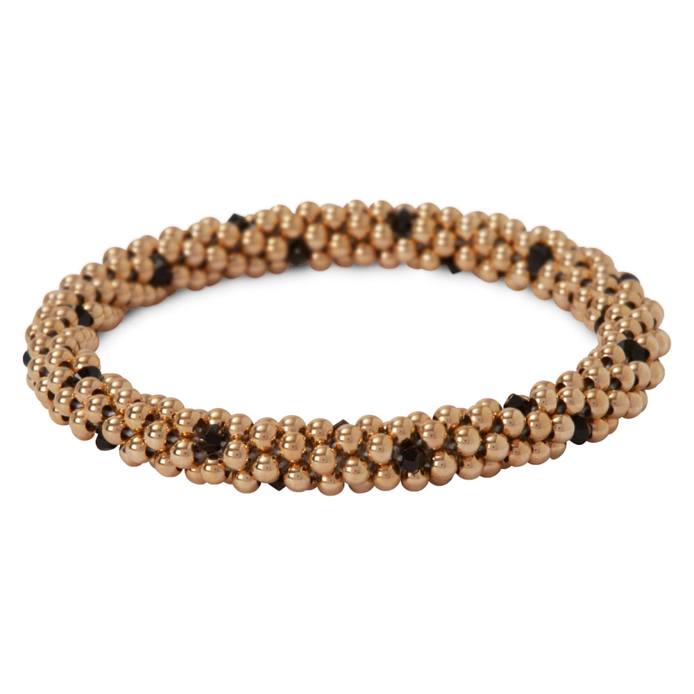 14 Kt gold filled beaded bracelet  with Indigo Blue Dot Design Bracelet