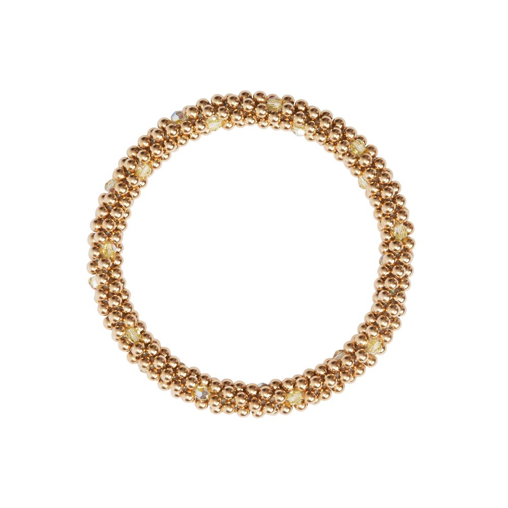14 Kt Gold filled bracelet with Jonquil Swarovski crystals in a dot Design 