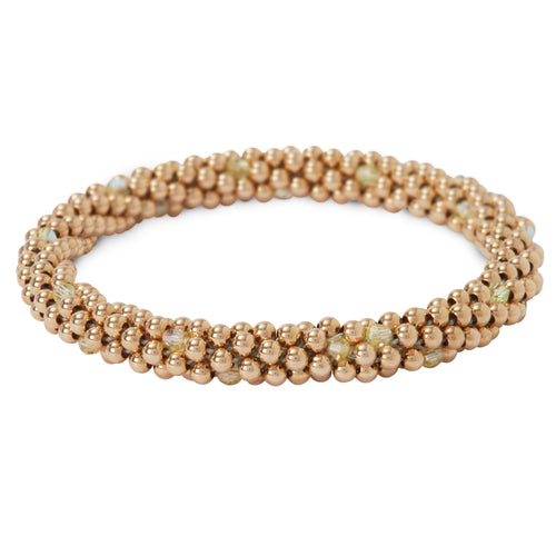 14 Kt gold filled beaded bracelet with Jonquil Swarovski crystals in a dot design