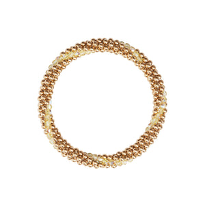 14 Kt gold filled beaded bracelet with Jonquil Swarovski crystals in a line design