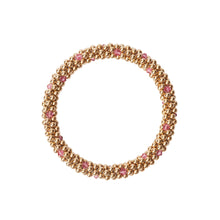 Load image into Gallery viewer, 14 Kt gold filled beaded bracelet with Rose Swarovski crystals in a dot design
