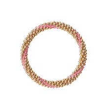 Load image into Gallery viewer, 14 Kt gold filled beaded bracelet with Rose Swarovski crystals in a line design
