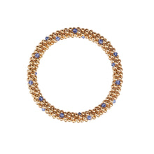 Load image into Gallery viewer, 14 Kt gold filled beaded bracelet with Sapphhire Swarovski crystals in a dot design
