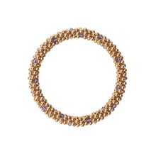 Load image into Gallery viewer, 14 Kt gold filled beaded bracelet with Tanzanite Swarovski crystals in a dot design
