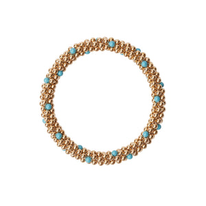14 Kt gold filled beaded bracelet with Turquoise Swarovski crystals in a dot design