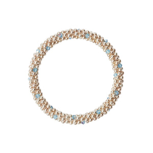 Sterling silver beaded bracelet with Aqua Marine Swarovski crystals in a dot design