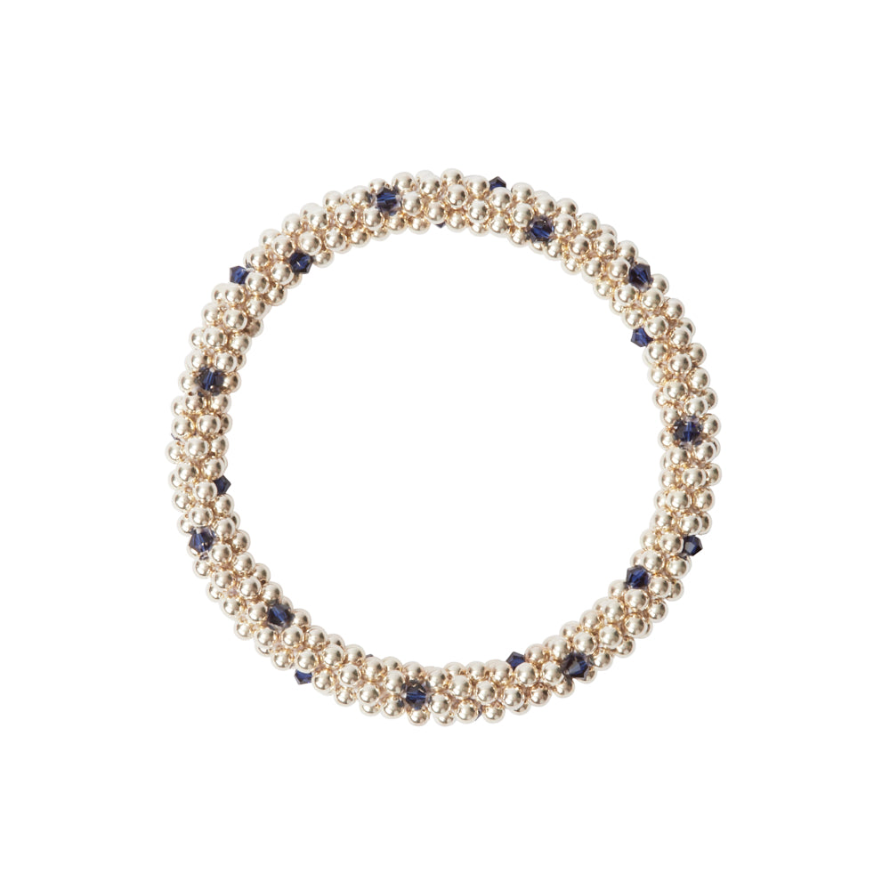 Sterling silver beaded bracelet with Indigo Blue Swarovski crystals in a dot design