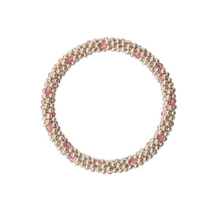 Sterling silver beaded bracelet with Rose Swarovski crystals in a dot design