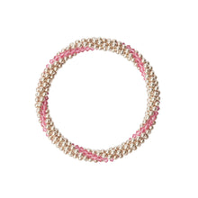 Load image into Gallery viewer, Sterling silver beaded bracelet with Rose Swarovski crystals in a line design
