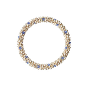 Sterling silver beaded bracelet with Sapphire Swarovski crystals in a dot design