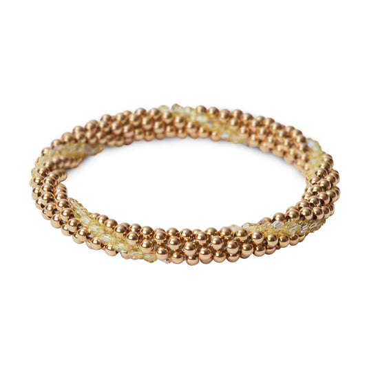 14 Kt gold filled beaded bracelet with Jonquil Swarovski crystals in a line design